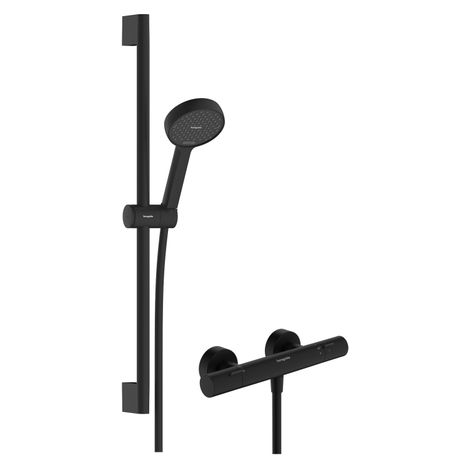 Hansgrohe – Système de douche encastré 28876670 – Colonne de douche thermostatique – Pommeau rond 95mm – 2 types de jet – Débit 8 l/min – Thermostat Ecostat Fine (1/5)