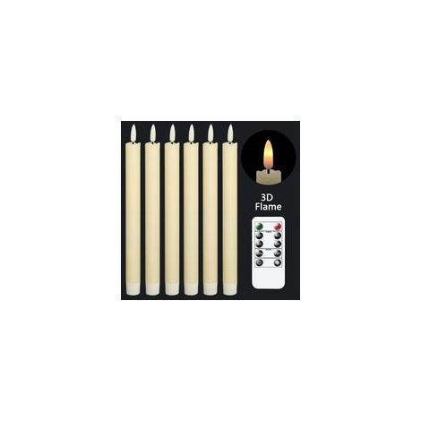 Lot de 6 bougies LED clignotantes à piles avec télécommande et mèches 3D effet chaud pour fenêtres, en cire véritable, pour la décoration (1/5)