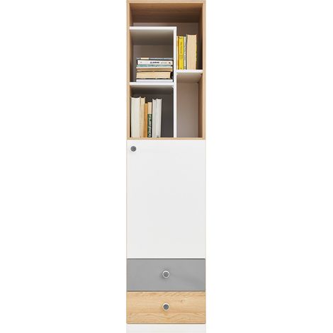 Jugendzimmer Standregal, Eiche mit weiß und grau PINETO-133 (1/3)