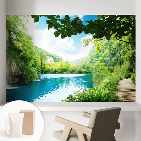 Carta Da Parati Facile Da Installare - Vlies Per Arredamento Interno - Per Pareti - Stile Moderno - Con Colla Gratuita Oasi naturale 104x70 cm (1/5)