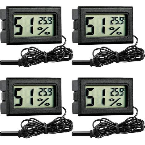 4-Piece Thermometer Hygrometer Set, LCD Screen, 1.5m Probe, For Aquariums, Reptiles, Incubators (1/5)