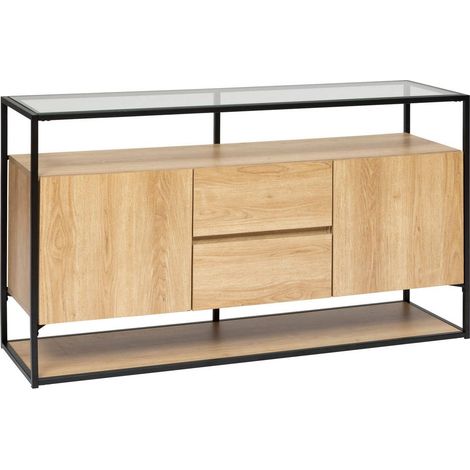 Zweitüriges Sideboard Aldea Metall und Holz beige 140x80cm - Atmosphera créateur d'intérieur