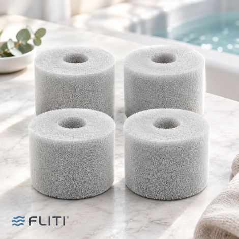 Lot de 4 Filtres en Mousse Type S1 pour Piscine et Spa, Réutilisables et Lavables, Polyester Durable 108x73mm, Compatible Intex (1/5)