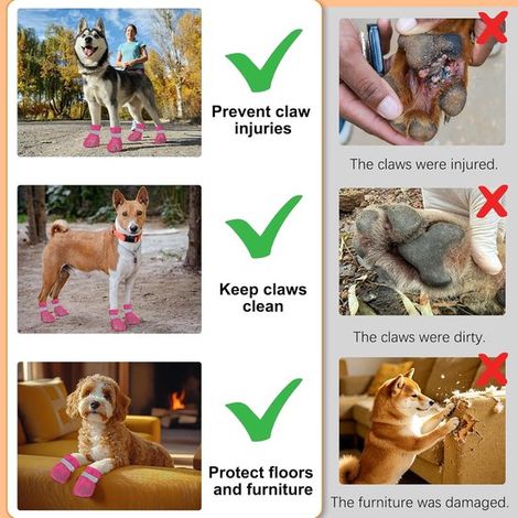 Achtteiliges Set schützender Hundeschuhe atmungsaktive und bequeme Sommerschuhe für Hunde geeignet für drinnen und draußen im Sommer Pink Rot S (1/5)