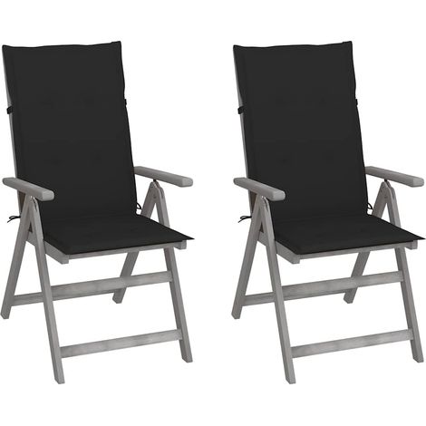 Chaises inclinables de jardin lot de 2 et coussins Bois acacia (1/5)