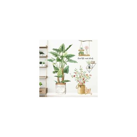 Vinyle Decoratif Fleurs - Plantes Tropicales - Auto-Adhesif Pour Murs Lisses Carrelage Refrigerateur - 2 Pièces 30 x 90 cm (1/5)
