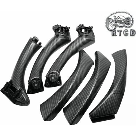 6-piece set of carbon fiber interior door handles and armrests for BMW E90 models 2005-2012. (1/5)