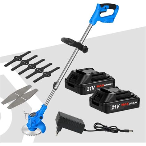 Tondeuse à Gazon électrique 20V Li-ION Batterie Coupe-Herbe sans Fil 12in dégagement Automatique Coupe-chaîne élagage Outils de Jardin (Color : 21V-Blade-Set2, Size : A) (1/5)