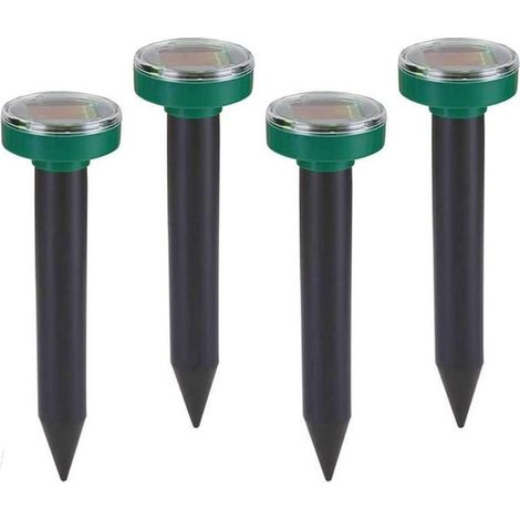 Lot de 4 répulsifs à taupes solaires à ultrasons IP65, anti-taupe et anti-campagnol pour jardin, pelouse et gazon (1/5)