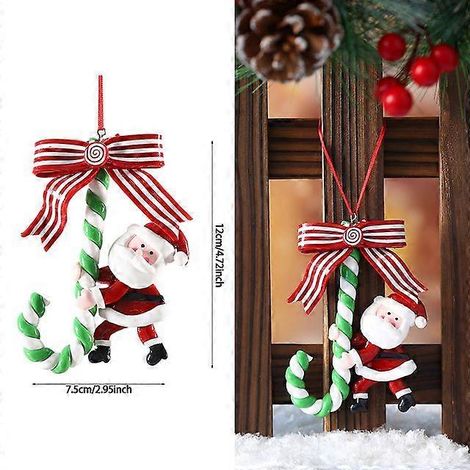 1 boule de Noël suspendue, rouge et blanche, en forme de canne à sucre, pour la maison, les fêtes et le sapin de Noël. Décorations pour Noël et le Nouvel An. (1/5)