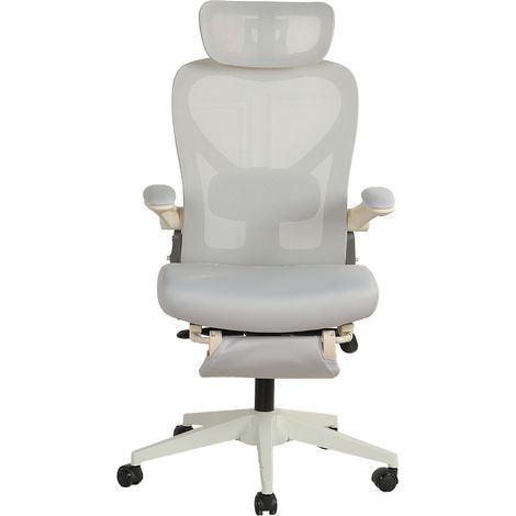 Silla de Oficina Ergonómica con Respaldo Plegable, Reposacabezas 3D y Soporte Lumbar Ajustable, Espuma, Gris (1/5)
