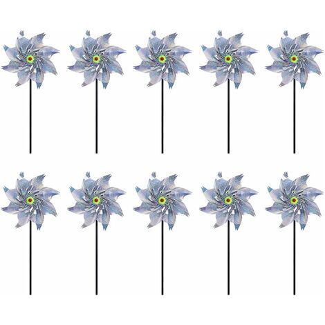 LaBlanc - Moulin à Vent Réfléchissant, 10 Pièces Anti-Oiseaux Moulin À Vent Réfléchissant, Moulin a Vent Jardin Exterieur, Répulsif à Oiseaux pour Protéger Le Jardin/Verger/Cour Intérieure