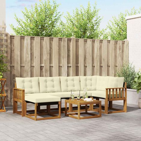 Outdoor-Sofagarnitur mit Kissen 7 pcs Natur und Creme (1/5)