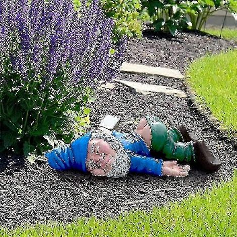 Nain Drunk Rigolo Statue Résine pour Jardin Terrasse Pelouse Décor Lutin Ornement Cour Art Extérieur (1/5)