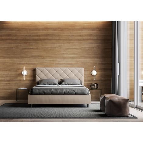 Letto matrimoniale con contenitore PRIYA tortora con rete a doghe (1/3)