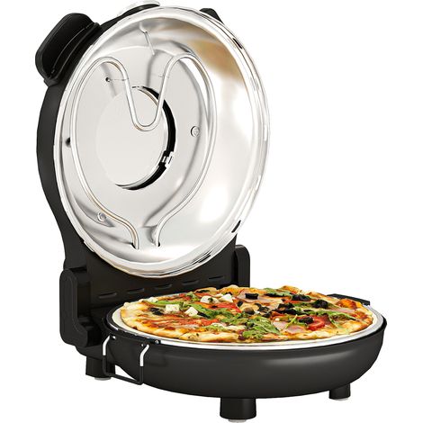 Forno per Pizza Elettrico 1200W con Finestra Trasparente Timer e Regolazione della Temperatura Nero (1/5)