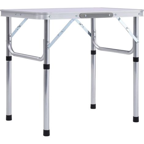 Klappbarer Campingtisch Weiß Aluminium 60x45 cm