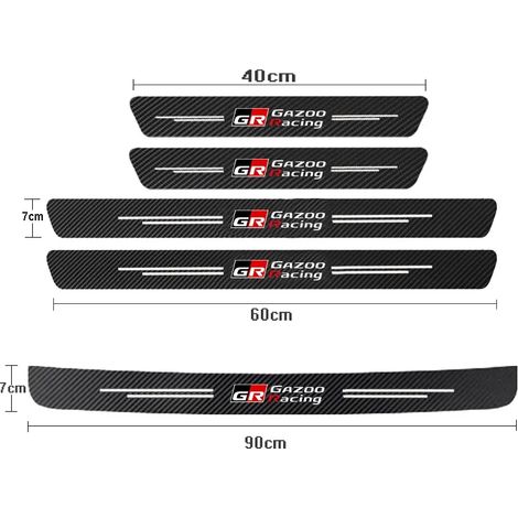 (5 pièces pour GR GAZOO) Seuil de porte de voiture avec autocollants en fibre de carbone pour Toyota Sport,GR Sport,GR GAZOO Racing,RAV4,Avensis,Prado et Prius (1/3)