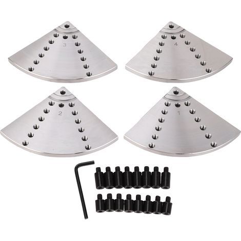 4 flat jaws for wood lathe (8 inches) - turning tools with 16 tapered plug screws - woodworking accessories (1/5)