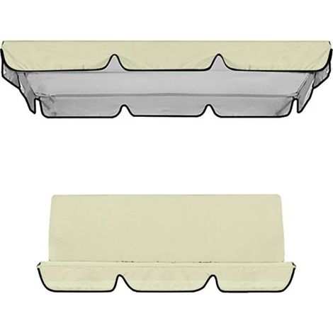 Ensemble de housses pour balancelle, Fokelyi, 210D, protection contre la pluie, beige, 164 x 114 x 15 cm + 130 x 140 x 8 cm (1/5)