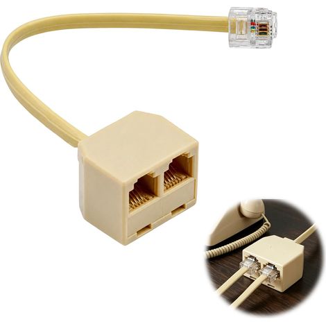 répartiteur de câble RJ11, adaptateur RJ11 1 vers 2 pour téléphone 6P4C, mâle vers 2 femelles pour téléphone, fax et répondeur, câble en PVC 6P4C 6P2C avec contacts en cuivre pour la maison et le (1/5)