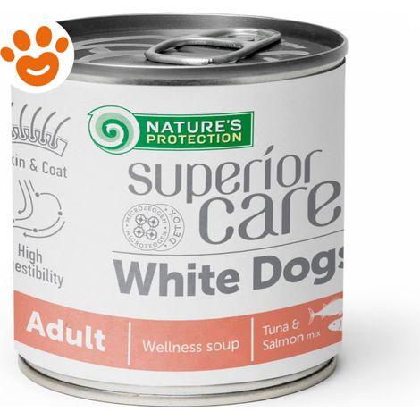 Natures Protection Dog Superior Care White Coat All Breeds Tonno e Salmone - Lattina 140 Gr -