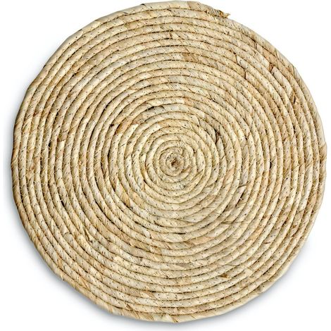 Set de table Naturel rond clair 38 cm feuilles de maïs (1/4)