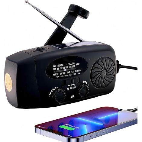 Radio Solaire 5000mAh Portable d'urgence à Manivelle Dynamo avec AM/FM Radio à Piles Dynamo, Survie Poche LED Charge de Téléphone à Manivelle pour la Randonnée et l'extérieur (Orange)