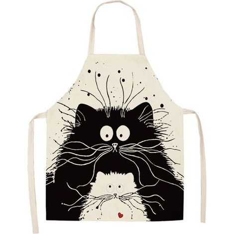 Tablier de Chat Mignon, Tablier de Cuisine en lin pour Barbecue, Cuisine et Peindre, pour Homme et Femme, Cadeau pour Papa et Maman (1/5)