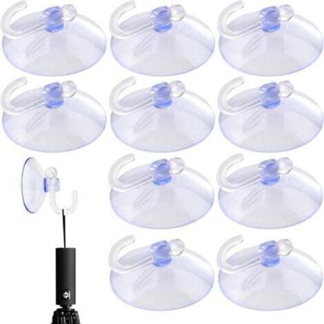 Pack of 10 sturdy suction cups - Mini transparent suction cup hooks for kitchen and bathroom, lightweight and practical portable hooks for mirrors, walls, bathrooms and kitchens (1/4)