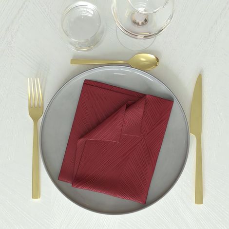 Lot de 3 Serviettes de Table, Polyester, Rouge, 45x45 cm