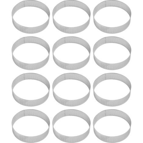 12x Anneaux à En Acier Inoxydable, Anneau de Mousse de Gâteau Perforé RéSistant à la Chaleur