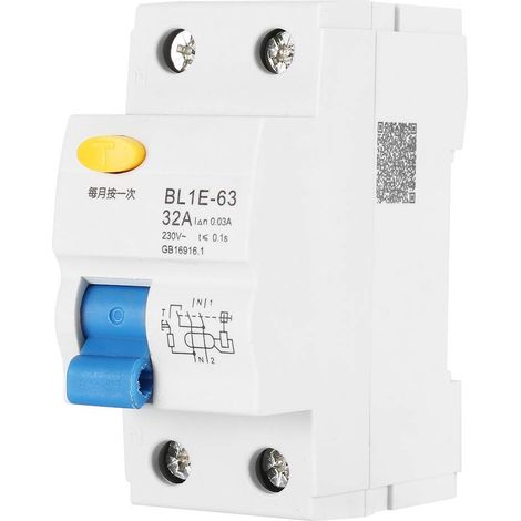 Disjoncteur Différentiel 30ma 32A 230V 6KA1P+N Interrupteur Différentiel Rail Din, Fuites/surcharges/courts-circuits Protection (1/5)