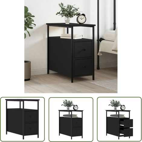 The Living Store Nachttisch Schwarz 30x60x60 cm Holzwerkstoff - Nachttisch - Beistelltisch - Holzwerkstoff - Schwarz - Esszimmer (1/5)