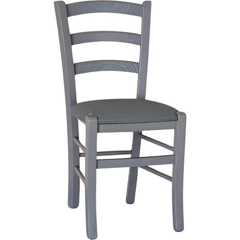 Sedia legno venezia paesana grigio con seduta in similpelle grigio antracite
