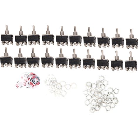 20 interrupteurs BERM mini rocker LED 3 positions 6 broches On/Off/On 15A 250VAC, lot de 20 pièces (1/5)