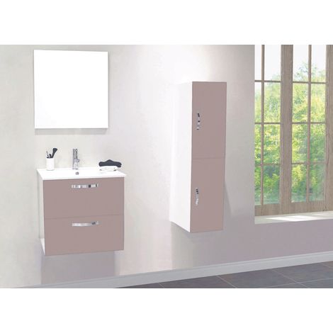 ONDEE ZEN - 2 Façades de porte MIXY - pour colonne de salle de bain - 30cm - Sable - Laqué - Livré en kit