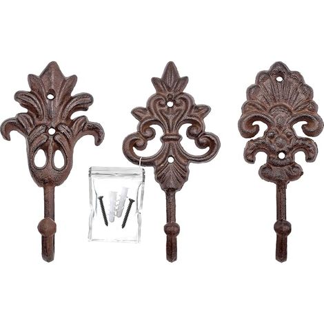 cast iron decorative wall hooks, about 16 x 10 cm. (1/5)