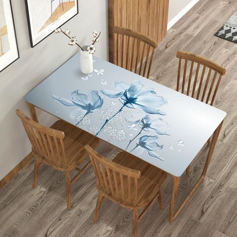 PVC Tischdecke 90x160cm Blau, wasserdicht, hitzebeständig, pflegeleicht
