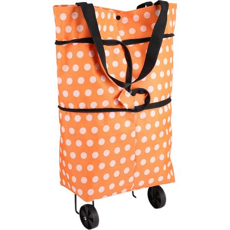 Sac à courses pliant à roulettes double usage en toile Oxford, pliable et roulant, pratique et léger. (1/5)