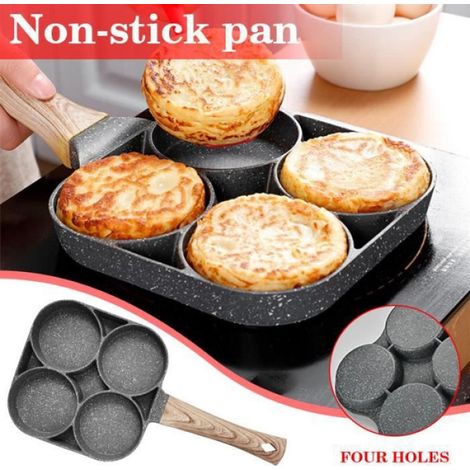Poêle À Œufs - 4 Trous - Aluminium Et Pierre Maifan - Compatible Induction - 1 Unité (1/4)