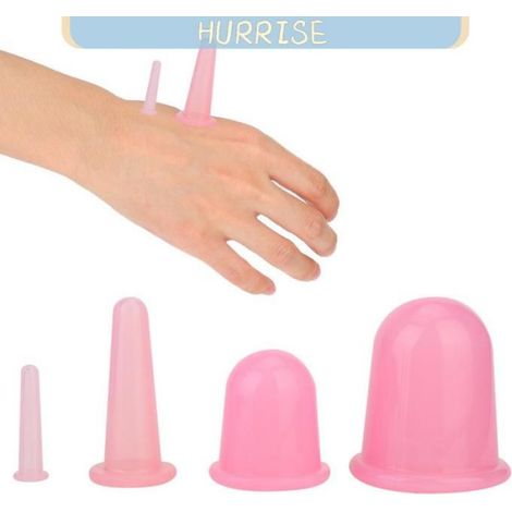 Tbest Tasse à Ventouses 4pcs Tasse Visage Ventouse sous Vide Massage Levage Raffermissant Soin Thérapie beaute hydratant Rose (1/5)