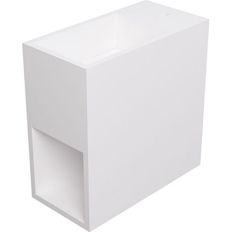 Mobile lavabo sospeso con nicchia 40 cm in Solid Surface Bianco - PUMORI (1/4)