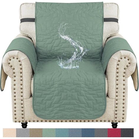 1 Housse de canapé d'angle, Polyester, Imperméable, Antidérapant, Vert Clair, Protection animaux (1/5)