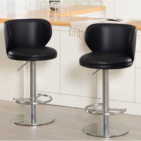 Silla giratoria alta regulable para cocina y bar negra OKMYHOME (1/5)
