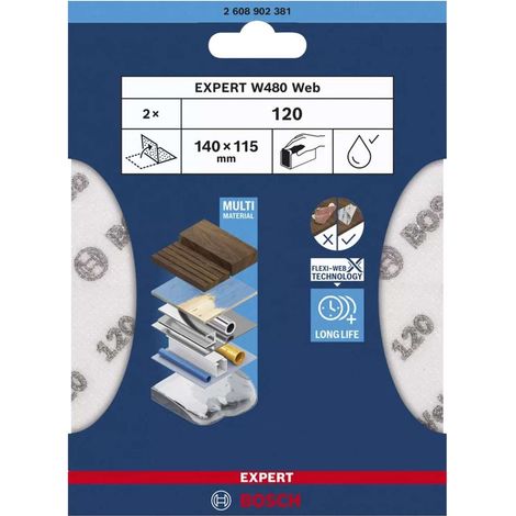 Foglio abrasivo manuale EXPERT W480 FLEXI -WEB grana 120 2 pezzi 2608902381 BOSCH