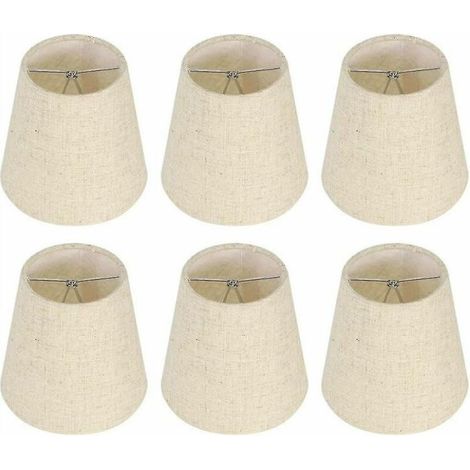 Ensemble de 6 abat-jour en toile de jute à clipser, petits abat-jour pour lampes de table et lampadaires, beige style nordique (1/5)