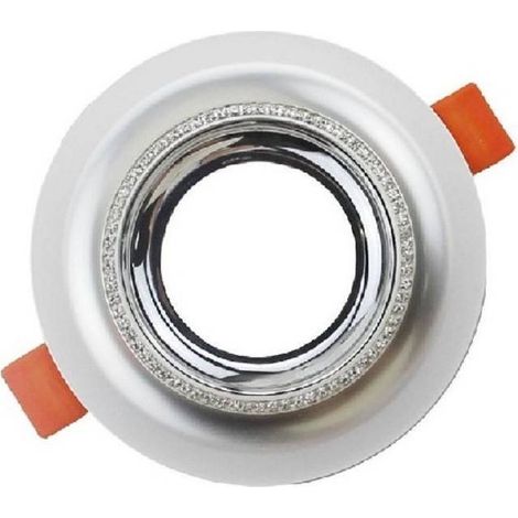 TrAdE Shop Traesio - Porta Faretto Rotondo Ad Incasso Con Brillantini Gu10 Foro 75mm Argento Oro P25 - Argento