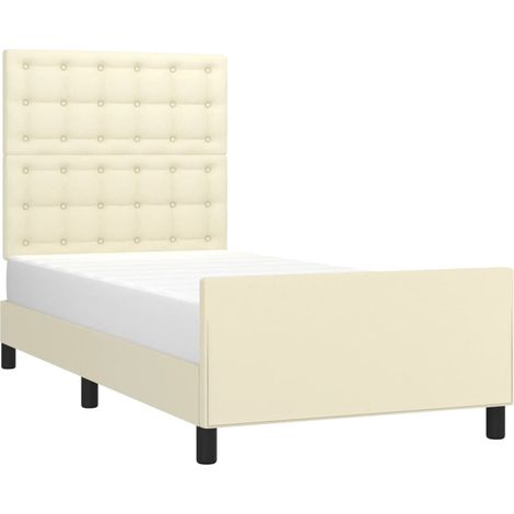 Estructura de cama sin colchón cuero sintético crema 90x190 cm vidaXL (1/4)