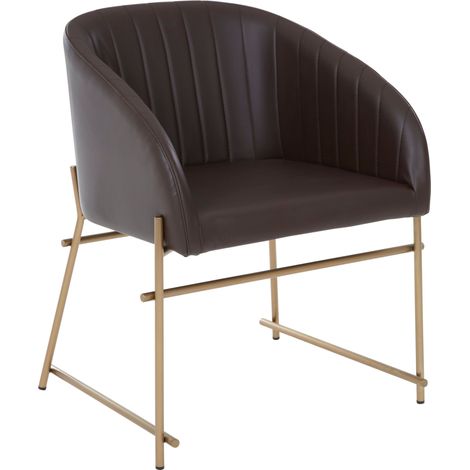 Interiors by Premier Brown Faux Leather Armchair, Modern Dining Chair, Luxe Dining Room Accent Chair, Comfortable Dining Chair (1/5)